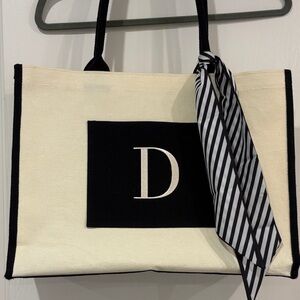 Elegant Cream and Black Tote Bag